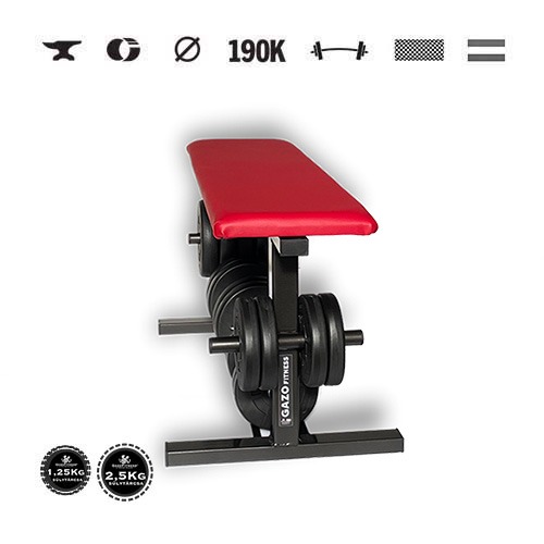 GazoFitness® Bancă fixă cu suport pentru discuri și gantere (greutate totală 32 kg) – imaginea 3