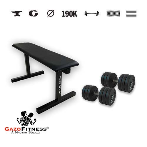 GazoFitness® Bancă + gantere 2 × 16 kg (total 32 kg)