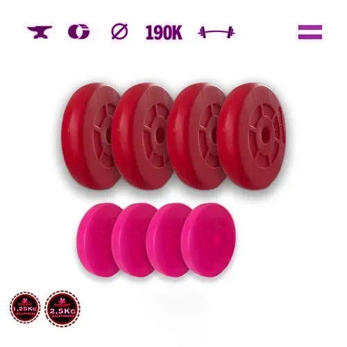 GazoFitness® Discuri 4 × 1,25 kg + 4 × 2,5 kg (total 15 kg), roșii și roz
