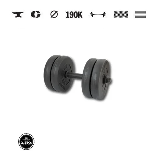 GazoFitness® Ganteră 11,5 kg (1 buc.) cu bară filetată – discuri 4 × 2,5 kg