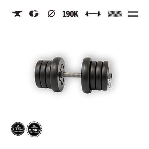 GazoFitness® Ganteră 13,5 kg cu discuri de 1,25 kg și 2,5 kg