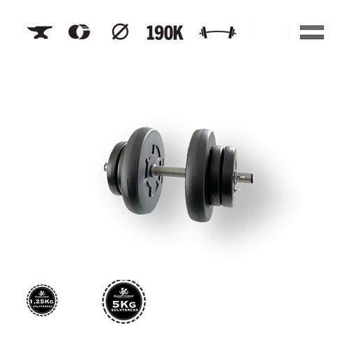 GazoFitness® Ganteră 16 kg (1 buc.) – discuri 2 × 5 kg + 4 × 1,25 kg