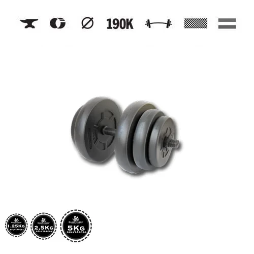 GazoFitness® Ganteră 19 kg (1 buc.) cu bară filetată
