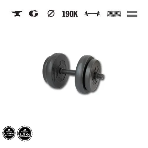 GazoFitness® Ganteră 8,5 kg (1 buc.) cu bară filetată – discuri 2 × 2,5 kg + 2 × 1,25 kg