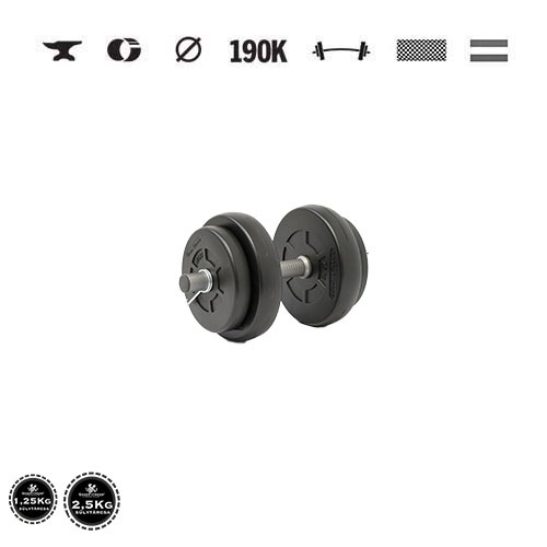 GazoFitness® Ganteră 8 kg (1 buc.) – discuri 2 × 2,5 kg + 2 × 1,25 kg