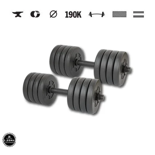 GazoFitness® Gantere 2 × 11,5 kg (total 23 kg) cu bare filetate – discuri 8 × 1,25 kg