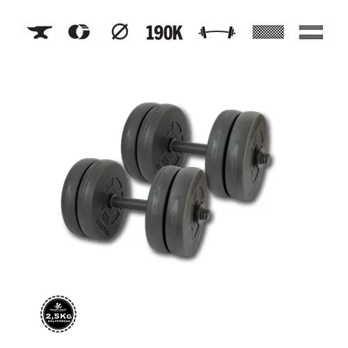 GazoFitness® Gantere 2 × 11,5 kg (total 23 kg) cu bare filetate – discuri 8 × 2,5 kg