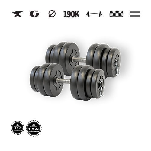 GazoFitness® Gantere 2 × 16 kg cu discuri de 2,5 kg și 1,25 kg