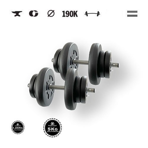GazoFitness® Gantere 2 × 16 kg cu discuri de 5 kg și 1,25 kg