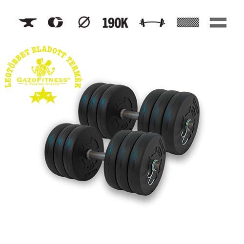 GazoFitness® Gantere 2 × 16 kg (total 32 kg) – discuri 12 × 2,5 kg