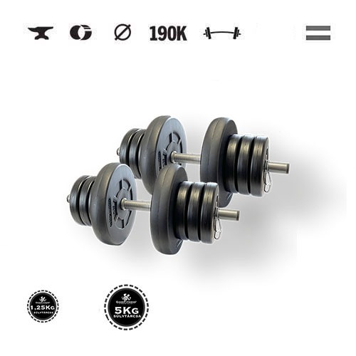 GazoFitness® Gantere 2 × 18 kg (total 36 kg) – discuri 4 × 5 kg + 12 × 1,25 kg