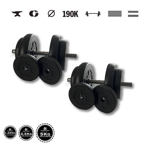 GazoFitness® Gantere 2 × 18 kg (total 36 kg) – discuri 4 × 5 kg + 4 × 2,5 kg + 4 × 1,25 kg – imaginea 2