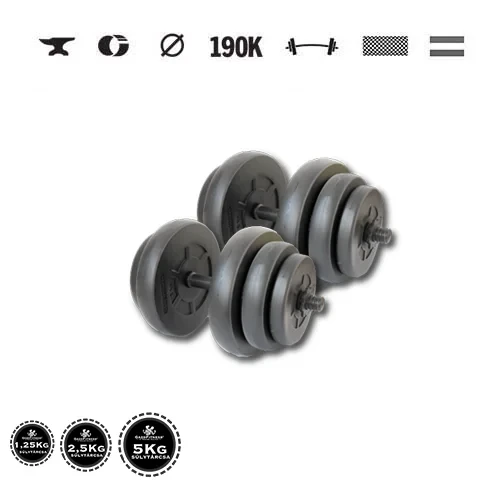 GazoFitness® Gantere 2 × 19 kg (total 38 kg) cu bare filetate