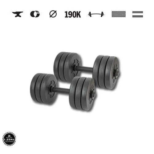 GazoFitness® Gantere 2 × 8,5 kg (total 17 kg) cu bare filetate – discuri 12 × 1,25 kg