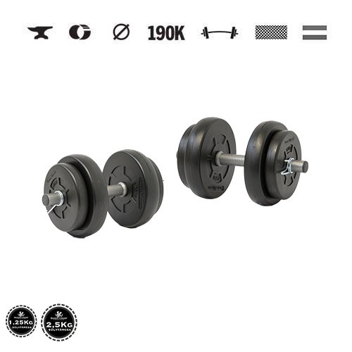 GazoFitness® Gantere 2 × 8 kg (total 16 kg) – discuri 4 × 2,5 kg + 4 × 1,25 kg