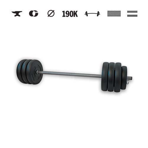 GazoFitness® Halteră 37 kg – discuri 6 × 5 kg + 2 × 2,5 kg