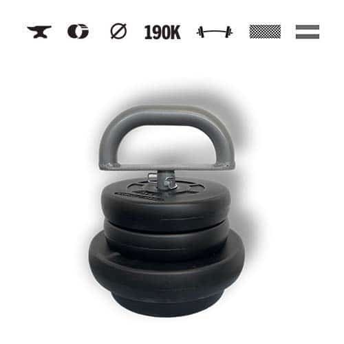GazoFitness® Kettlebell reglabil 14 kg – discuri 1 × 5 kg + 3 × 2,5 kg