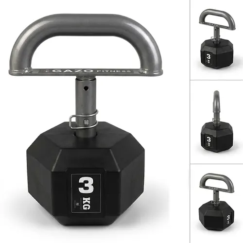 GazoFitness® Kettlebell reglabil 3 kg cu discuri hexagonale
