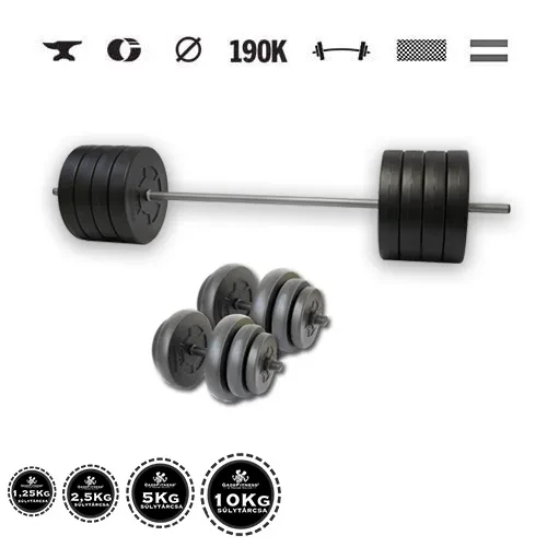 GazoFitness® Set gantere și halteră Hardcore 123 kg