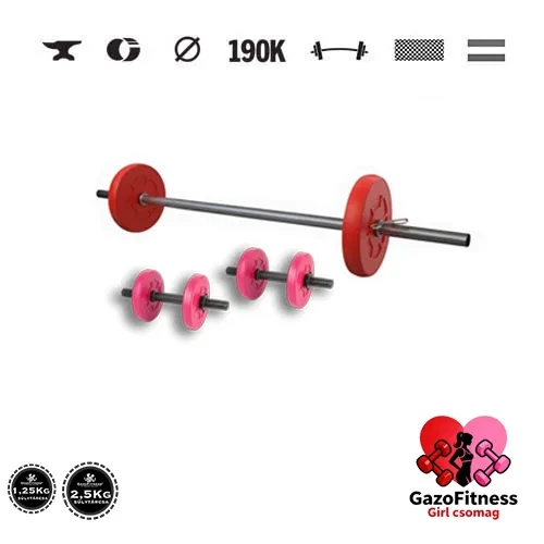 GazoFitness® Set gantere și halteră Hardcore 15 kg (set pentru femei)