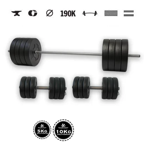 GazoFitness® Set gantere și halteră Hardcore 151 kg