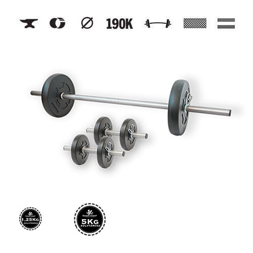GazoFitness® Set gantere și halteră Hardcore 18 kg