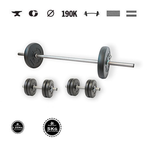 GazoFitness® Set gantere și halteră Hardcore 23 kg