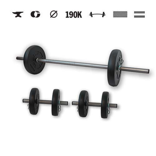 GazoFitness® Set gantere și halteră Hardcore 25 kg