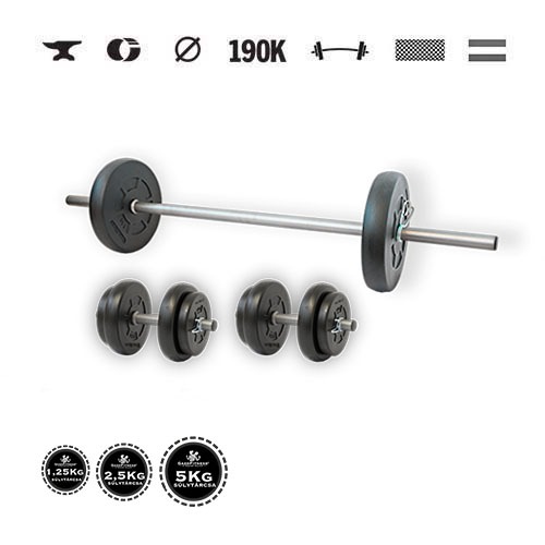 GazoFitness® Set gantere și halteră Hardcore 28 kg