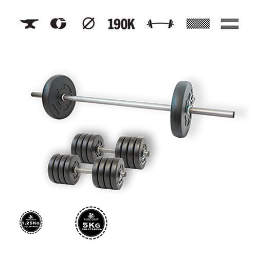 GazoFitness® Set gantere și halteră Hardcore 33 kg