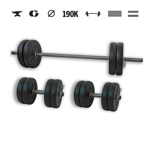 GazoFitness® Set gantere și halteră Hardcore 45 kg