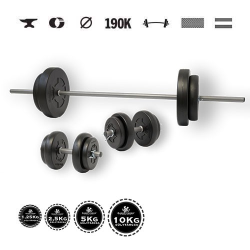 GazoFitness® Set gantere și halteră Hardcore 48 kg