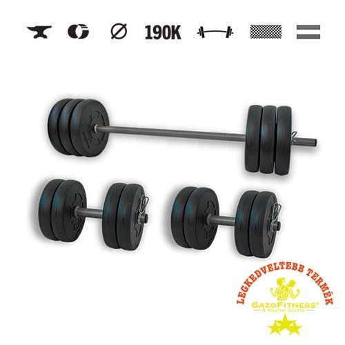 GazoFitness® Set gantere și halteră Hardcore 54 kg