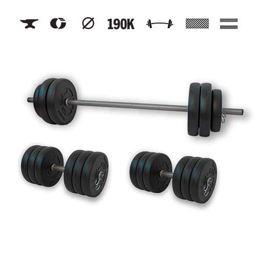 GazoFitness® Set gantere și halteră Hardcore 58 kg