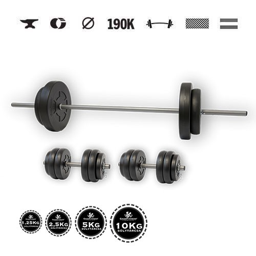 GazoFitness® Set gantere și halteră Hardcore 59 kg