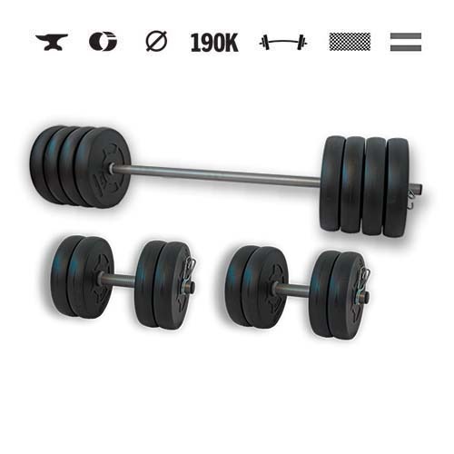GazoFitness® Set gantere și halteră Hardcore 65 kg