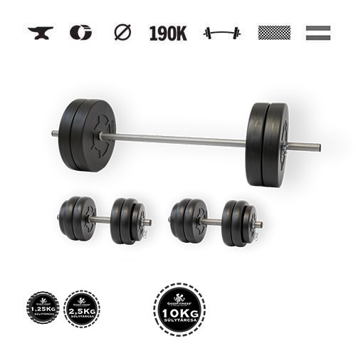GazoFitness® Set gantere și halteră Hardcore 69 kg