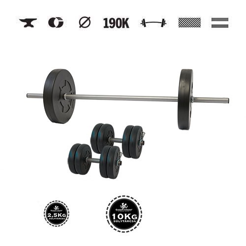 GazoFitness® Set gantere și halteră Hardcore cu bară dreaptă 44 kg