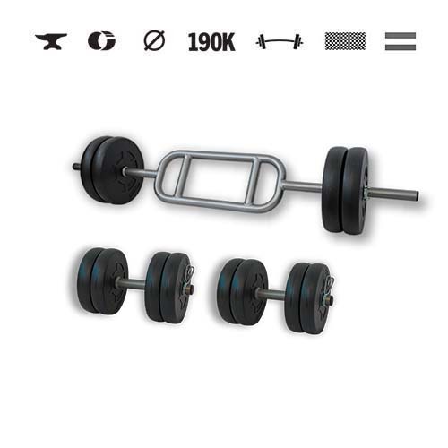 GazoFitness® Set gantere și halteră Hardcore cu bară triceps 45 kg