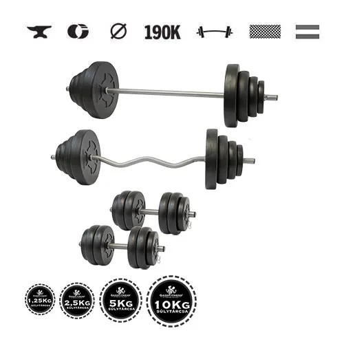 GazoFitness® Set gantere și halteră Hardcore Super 105 kg