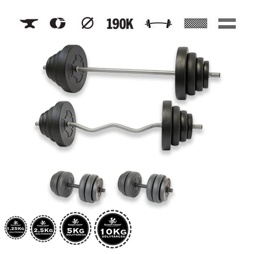 GazoFitness® Set gantere și halteră Hardcore Super 106 kg cu bare filetate