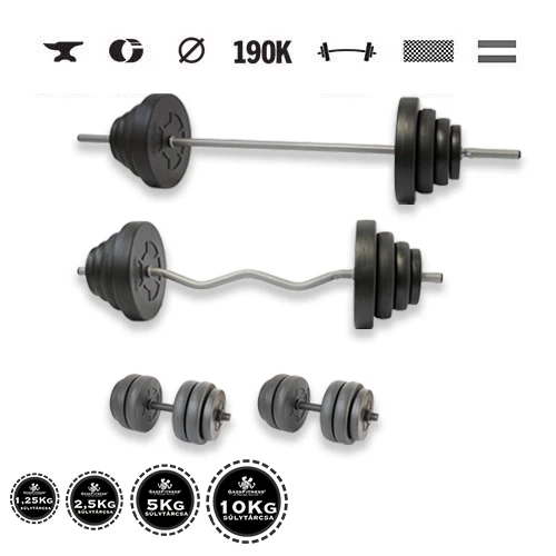 GazoFitness® Set gantere și halteră Hardcore Super 108 kg cu bare filetate