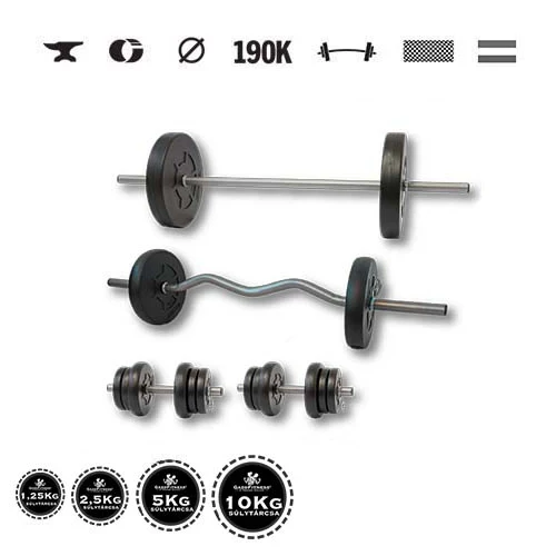 GazoFitness® Set gantere și halteră Hardcore Super 55 kg