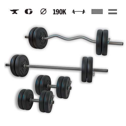 GazoFitness® Set gantere și halteră Hardcore Super 66 kg