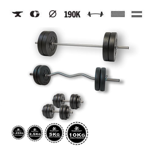 GazoFitness® Set gantere și halteră Hardcore Super 91 kg
