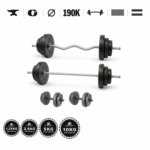 GazoFitness® Set gantere și halteră Hardcore Super 92 kg