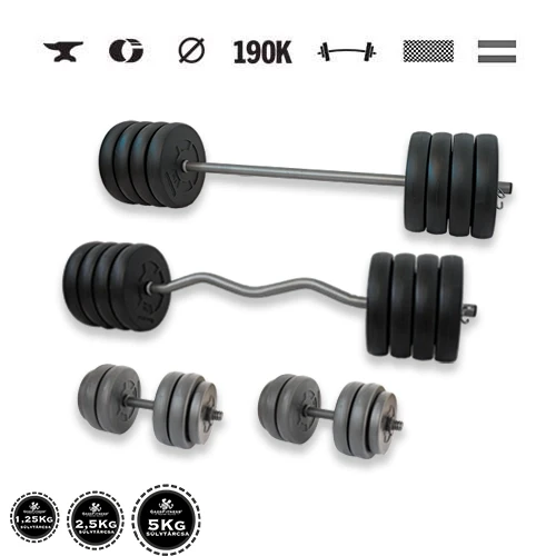 GazoFitness® Set gantere și halteră Super 112 kg cu bare filetate
