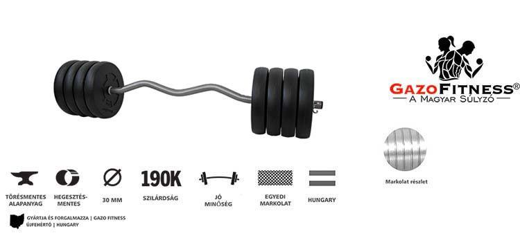 GazoFitness® Set gantere și halteră Super 112 kg cu bare filetate – imaginea 5