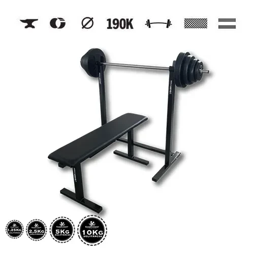 GazoFitness® Suport + bancă + halteră 42,5 kg