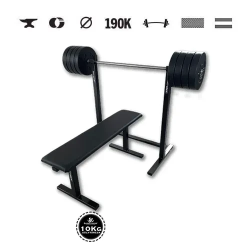 GazoFitness® Suport + bancă + halteră 85 kg